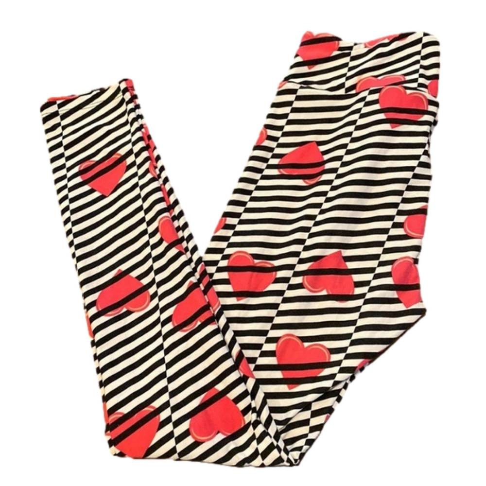 LuLaRoe Striped Heart Leggings